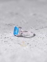 Emerald Cut Blue Topaz Ring – 925 Sterling Silver - Image 4