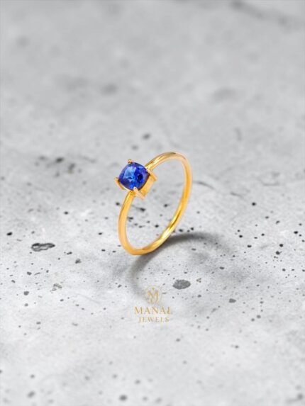 Blue Sapphire Ring – White Gold Plated 925 Sterling Silver