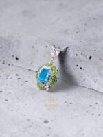 Blue Topaz & Peridot Cluster Pendant in 925 Silver - Image 2