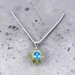 Blue Topaz & Peridot Cluster Pendant in 925 Silver