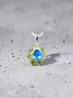 Blue Topaz & Peridot Cluster Pendant in 925 Silver - Image 3