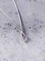 Sri Lankan Map Pendant with Pink Sapphire in 925 Sterling Silver - Image 2