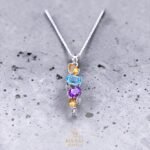 Mixed Gemstone Pendant in 925 Sterling Silver