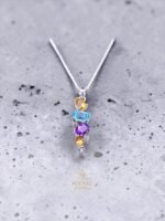 Mixed Gemstone Pendant in 925 Sterling Silver