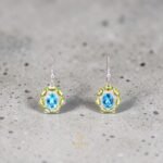 Blue Topaz Pendant with Peridot Cluster in 925 Sterling Silver