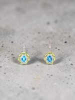 Blue Topaz Pendant with Peridot Cluster in 925 Sterling Silver