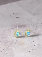 Blue Topaz Pendant with Peridot Cluster in 925 Sterling Silver - Image 3