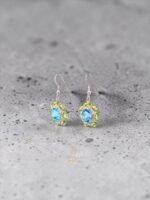 Blue Topaz Pendant with Peridot Cluster in 925 Sterling Silver - Image 2