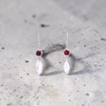 Garnet and Moonstone Earring in 925 Sterling Silver