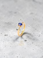 Blue Sapphire ovel Ring –  Gold Plated 925 Sterling Silver - Image 3