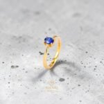 Blue Sapphire ovel Ring –  Gold Plated 925 Sterling Silver